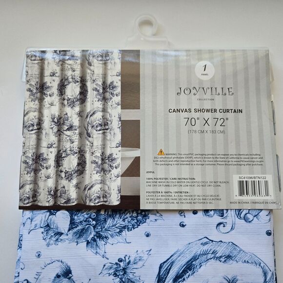 Christmas Santa Claus Shower Curtain 70 x 72 Winter Wreath Holiday - Picture 5 of 6